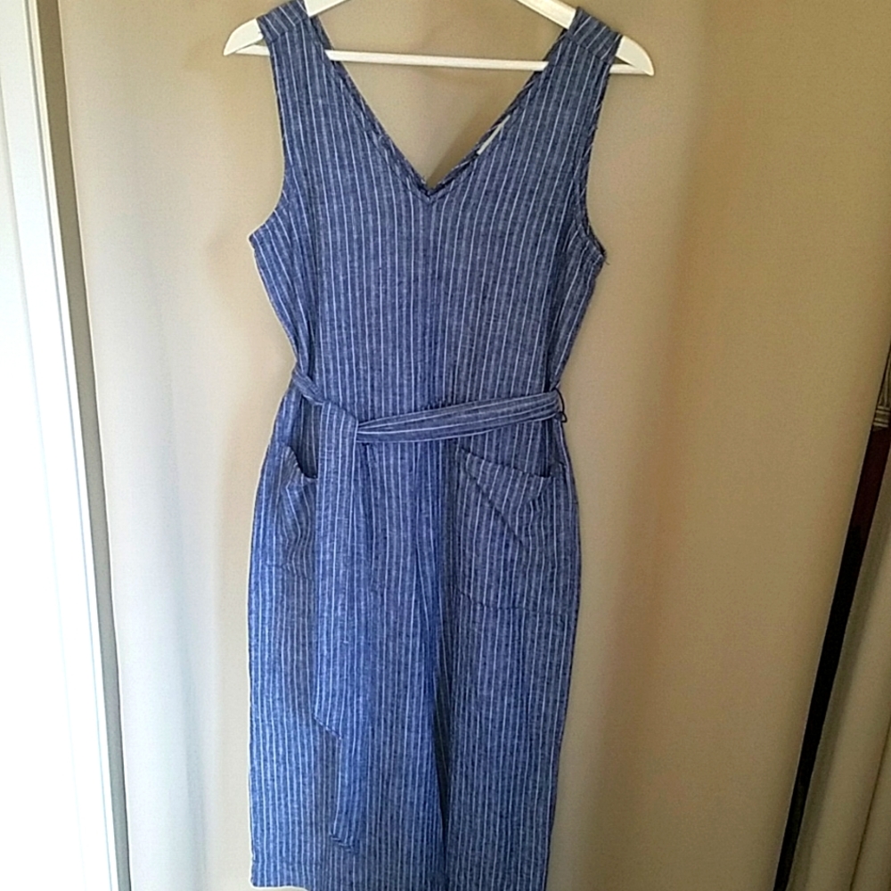 beachlunchlounge Blue Striped Sleeveless Jumpsuit